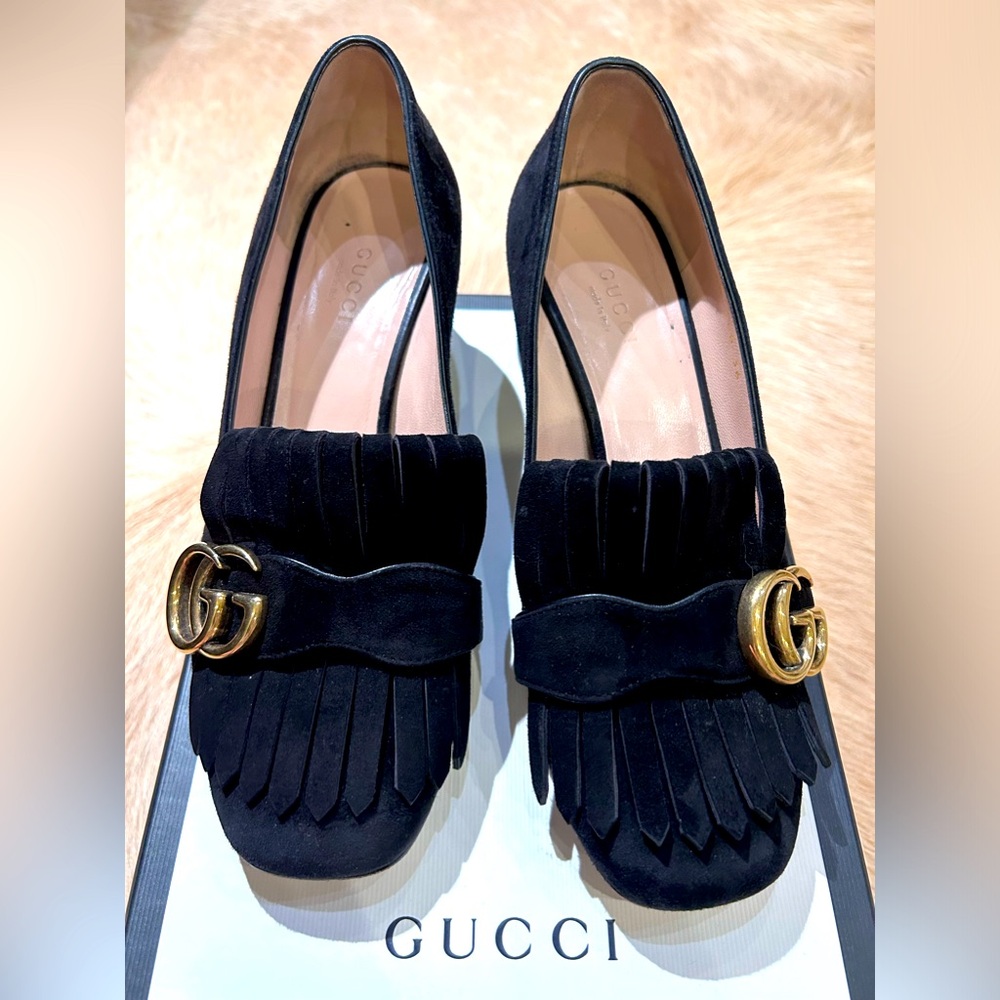 Gucci Marmont black suede loafers- EU36
